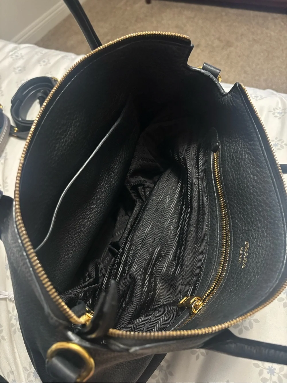 Authentic Prada Milano Black Leather Top-Handle Bag